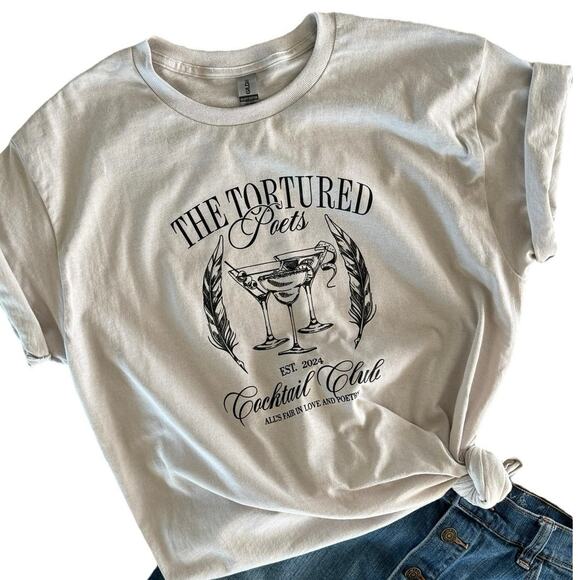 Cocktail Club Tortured Poets Department TTPD Gray Women's Medium T-Shirt - Picture 1 of 7